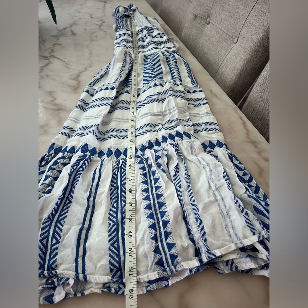 Goa Beachwear By Japna Blue White Print Tiered Maxi Dress Sz M - Picture 12 of 13